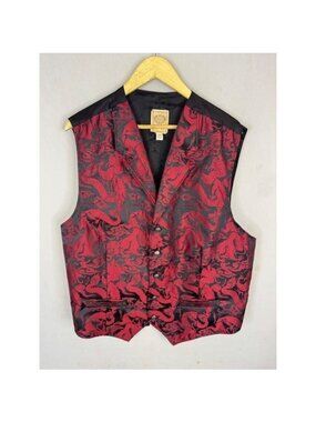 Wah Maker Frontier Clothing Red Dragon Jacquard Western Vest Mens XXL Made USA